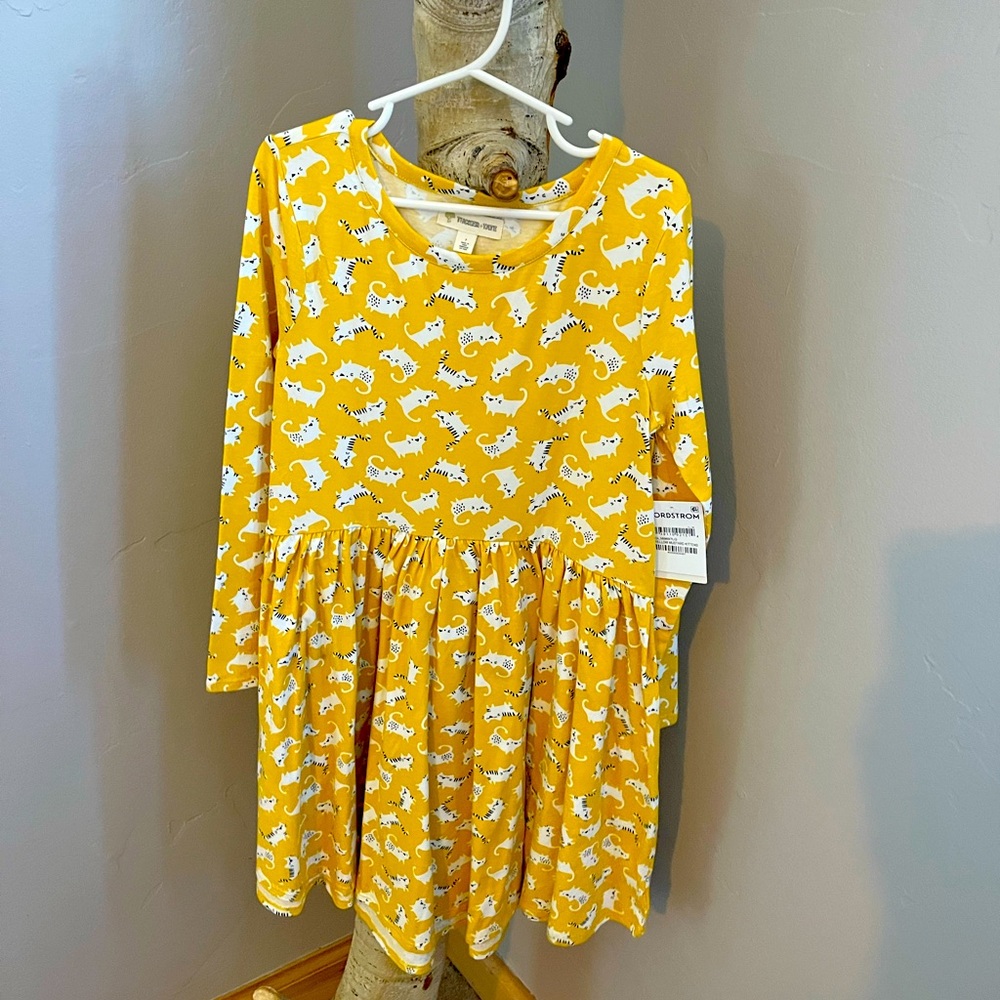 NWT girls yellow kitty dress